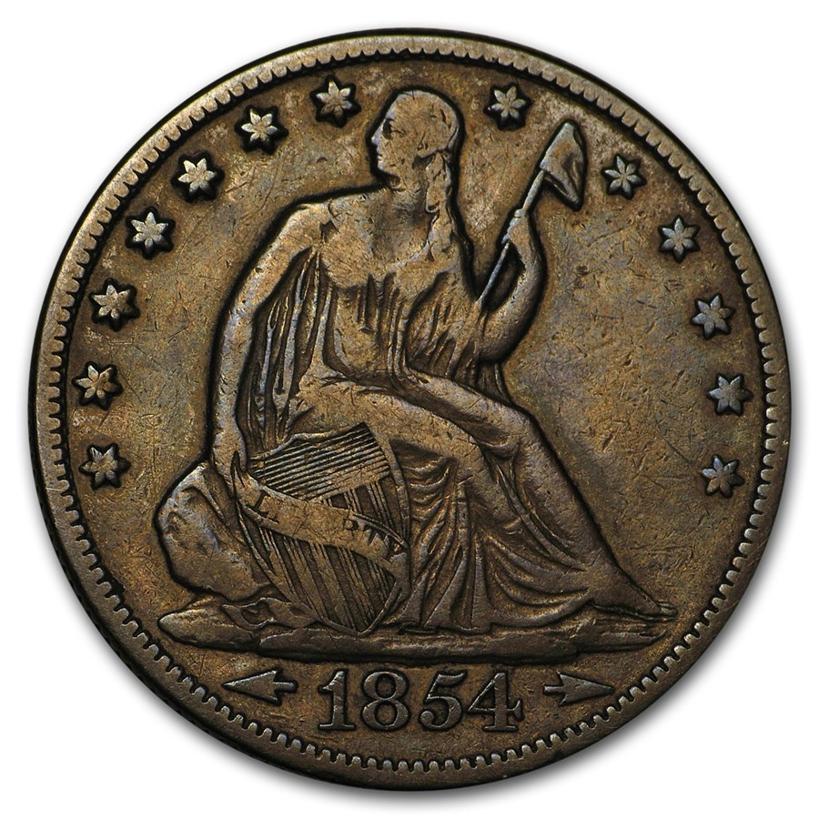 Buy 1854 Liberty Seated Half Dollar W Arrows VF 30 Coin Online buy-1854-liberty-seated-half-dollar-w-arrows-vf-30-coin-online